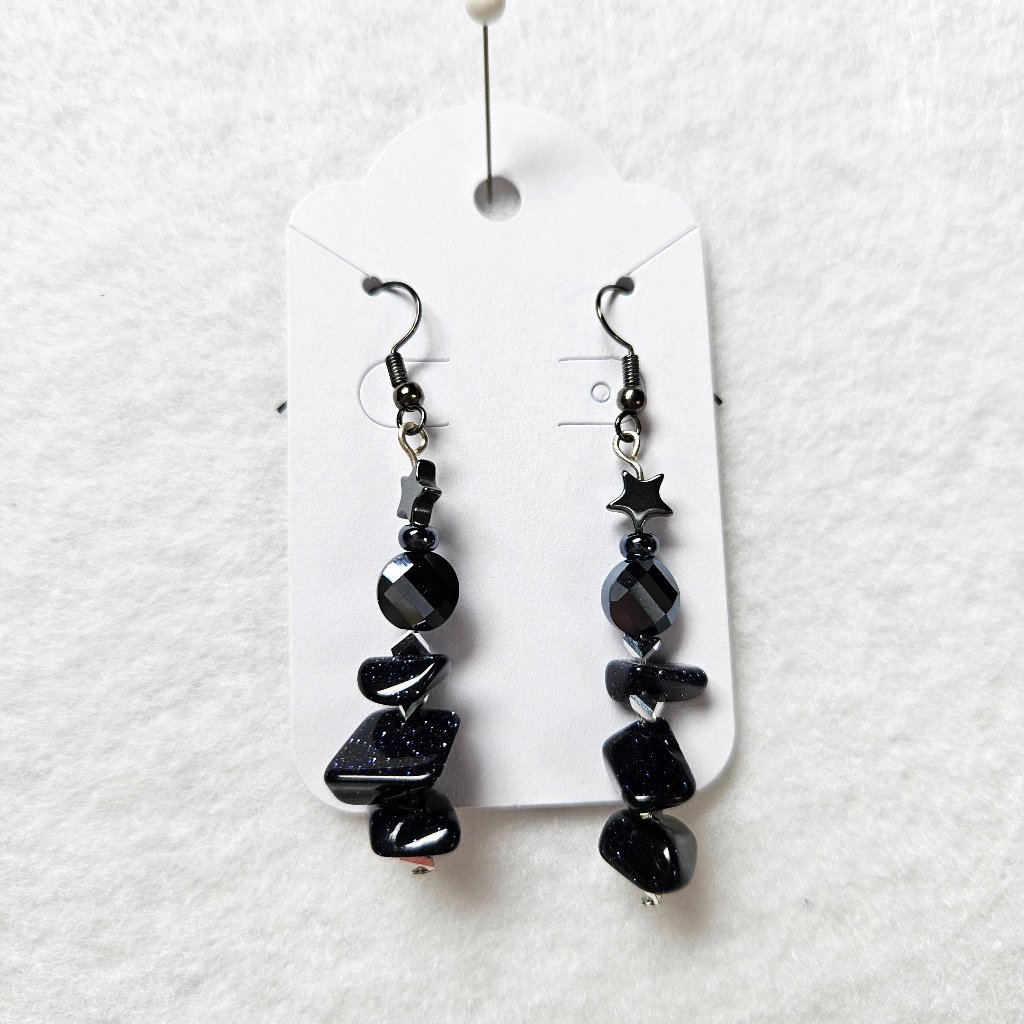 J1 Handmade Blue Goldstone Earrings